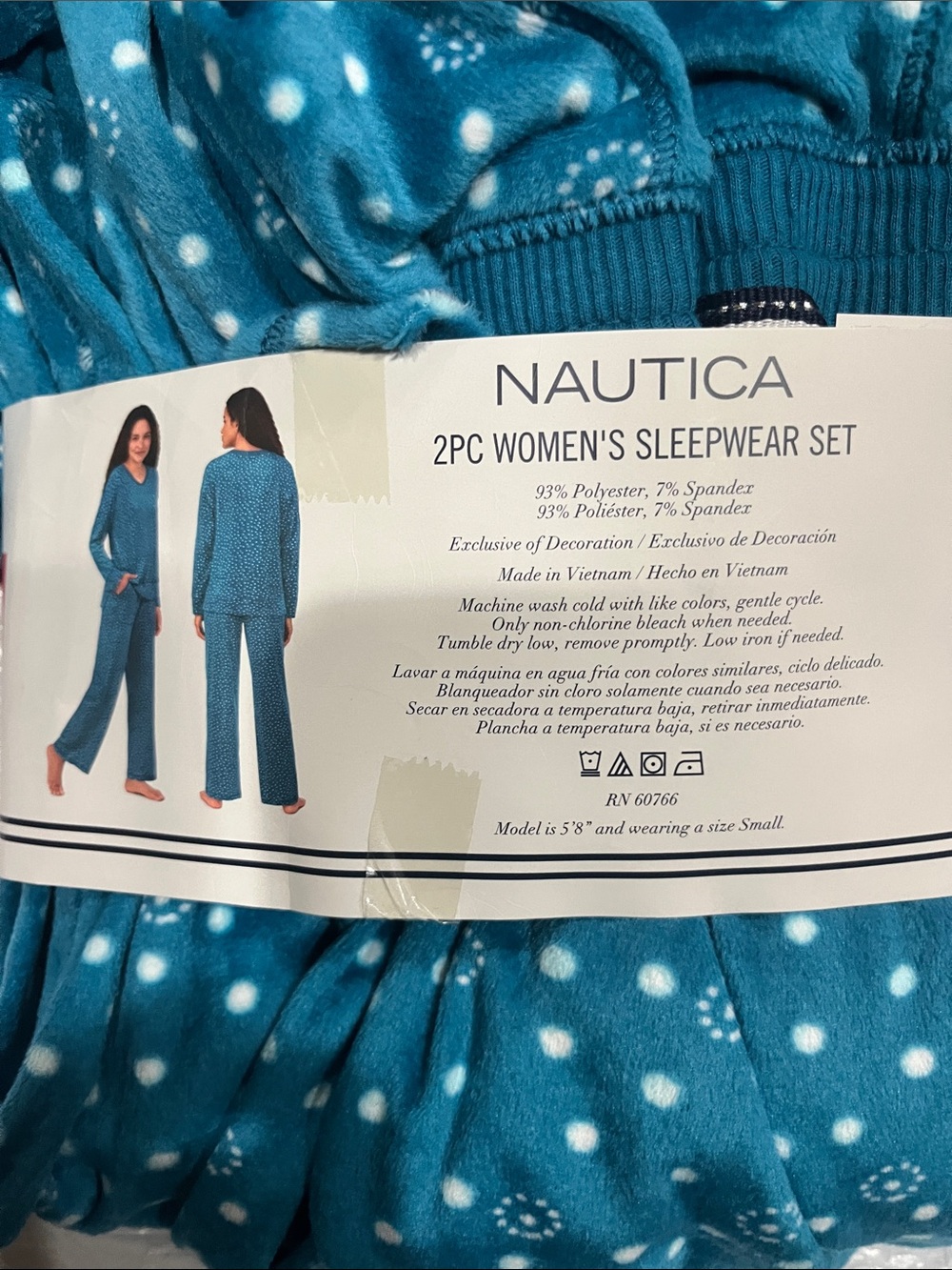 Nautica Ladies' 2-piece Pajamas Set - Blue with White Polka Dots - M - NEW - Picture 2 of 3